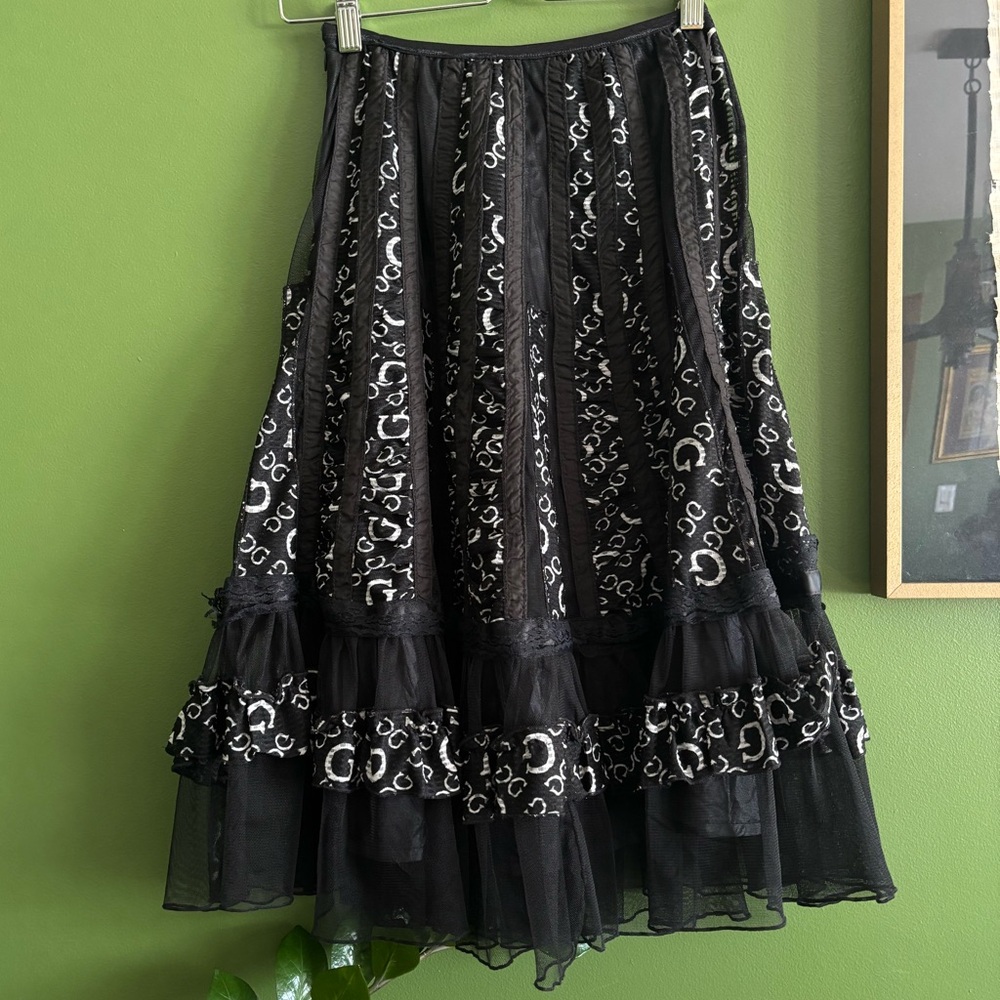 Vintage Black Ruffled Midi Skirt - Picture 9 of 10